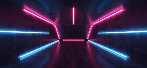 Neon Glowing Laser Sci Fi Futurista Stage Show Dance Room Purpl — Fotografia de Stock