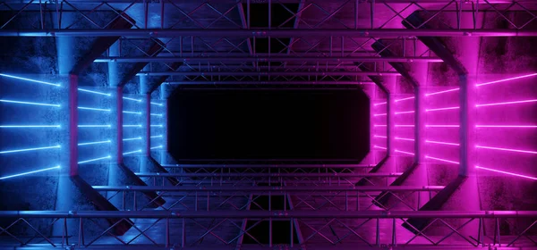 Alien Sci Fi Neon Led Laser Vibrant Purple Pink Blue Glowing Dar — Stock Photo, Image