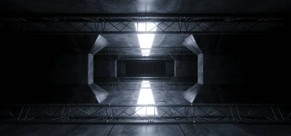 Buitenaardse Sci Fi leidde wit gloeiende donkere lichtlijnen In futuristische Mo — Stockfoto