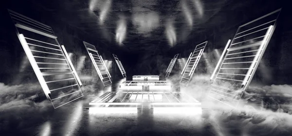 Smoke Fog Stage Dance Neon Laser White Fluorescent Sci Fi Futuri — Stock Photo, Image