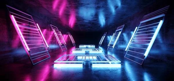 Dança de palco Neon Laser Ultravioleta Roxo Rosa Azul Fluorescente — Fotografia de Stock