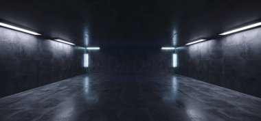 Sci Fi fütüristik beton Grunge yansıtıcı uzay gemisi lazer yol açtı.