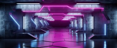 Ultraviyole mavi mor fütüristik üçgen uzay gemisi Neon