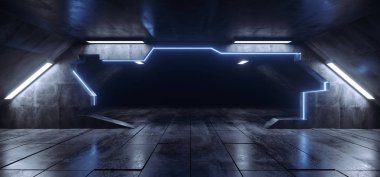 Fütüristik üçgen uzay gemisi Neon mavi beyaz parlak koyu