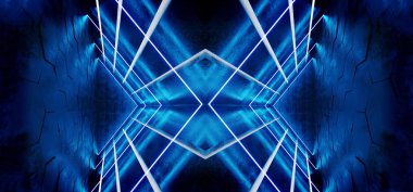 Sci Fi soyut üçgen Retro canlı mavi parlak Neon ışıkları 