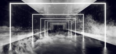 Duman sis uzay gemisi fütüristik Sci Fi Modern Neon parlayan 