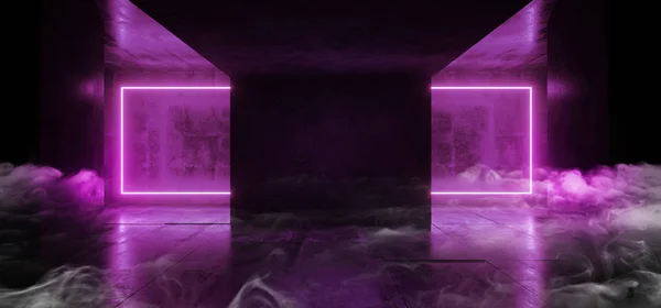 Neon świecące ultrafioletowe fioletowy Cyber Sci Fi futurystyczny Rectangl — Zdjęcie stockowe