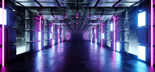 エイリアンの宇宙船未来空想科学小説現代のネオン輝く紫ピン — ストック写真