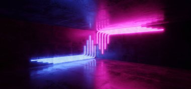 Sci Fi mavi pembe mor Neon fütüristik Cyberpunk Retro parlayan 