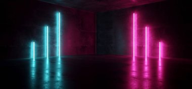 Sci Fi mavi pembe mor Neon fütüristik Cyberpunk Retro parlayan 