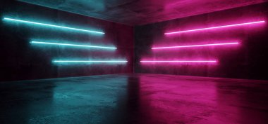 Sci Fi mavi pembe mor Neon fütüristik Cyberpunk Retro parlayan 