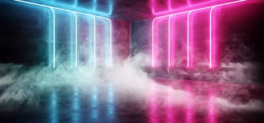 Sci Fi mavi pembe mor Neon fütüristik Cyberpunk parlayan duman 