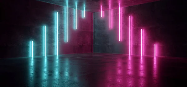 Sci Fi Blue Pink Purple Neon Futuristic Cyberpunk Glowing Retro — Stok Foto