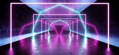 Arka plan Neon mavi mor Sci Fi fütüristik floresan uzaylı 