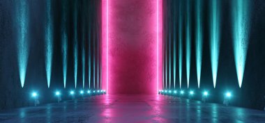 Sci Fi fütüristik Neon arka plan büyük büyük karanlık boş Grunge Con