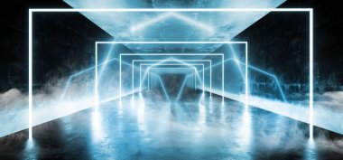 Arka plan dikdörtgen Neon mavi Sci Fi fütüristik bulabilsem duman