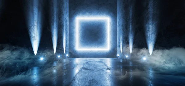 Smoke Circle Sci Fi Futuristic Background Vibrant Blue Neon Arc