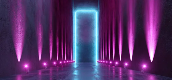Sci Fi fütüristik Neon arka plan büyük büyük karanlık boş Grunge Con — Stok fotoğraf