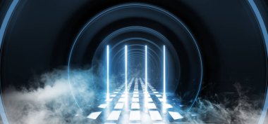 Duman floresan lazer Led Neon Retro parlayan Mavi ışıklar Da içinde