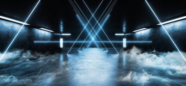 Sis duman arka plan Sci Fi Neon üçgen fütüristik uzaylı uzay