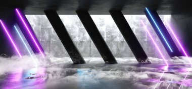 Duman garaj Galeri karanlık Sci Fi fütüristik boş Neon mor Bl