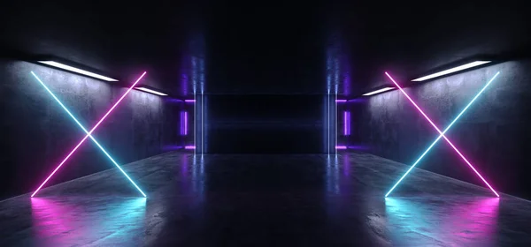 Neon kereszt alakú háttér űrhajó Club Dance szakaszban üres Sp — Stock Fotó