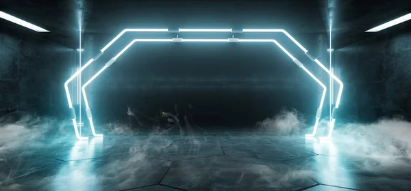 Rook Portal blauwe achtergrond Sci Fi Neon Arc cirkel vormige Futur — Stockfoto