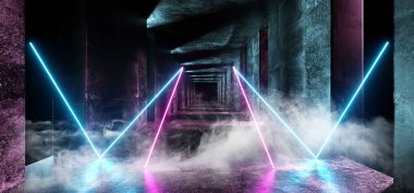 Sci Fi mor Neon arka plan futuristik yabancı boşluk duman