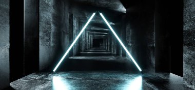 Sci Fi Neon arka plan fütüristik boş uzay gemisi tünel U