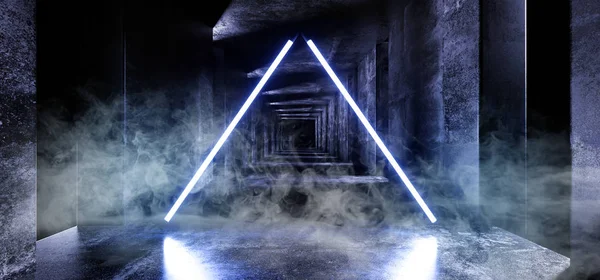 Sci Fi Neon arka plan fütüristik boş uzay gemisi Tu duman