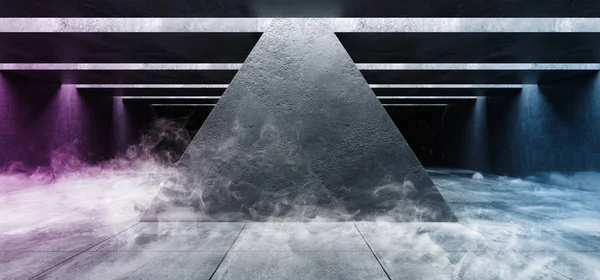 Fumaça nevoeiro vapor triângulo coluna grunge concreto moderno vazio sp — Fotografia de Stock