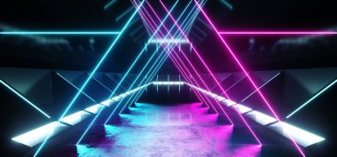 Neon parlayan üçgen Sci Fi fütüristik Club dans Retro şeklinde. 