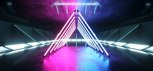 Neon świecące trójkąta w kształcie Sci Fi futurystyczny klub tańca Retro — Zdjęcie stockowe