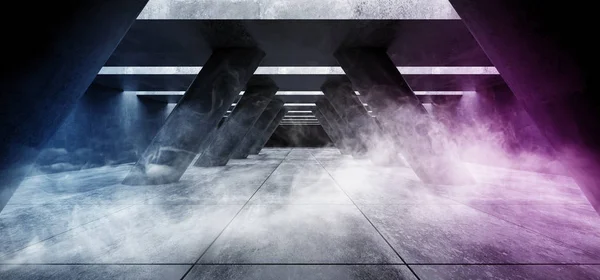 Fumaça nevoeiro triângulo azul roxo grunge concreto Sci Fi elegante Mo — Fotografia de Stock