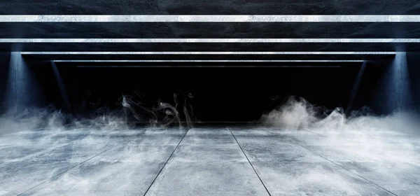 Καπνίζουν ομίχλης σκυροδέματος Sci Fi μπλε Grunge κομψό σύγχρονο φουτουριστικό — Φωτογραφία Αρχείου