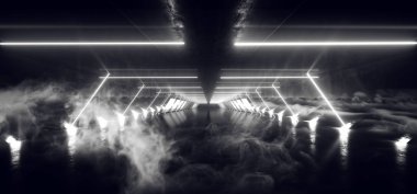 Duman sis uzaylı Sci Fi fütüristik Modern Neon parlak sahne Whit