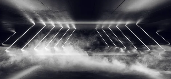 Fumaça neblina fundo neon brilhando cibernético branco ficção moderna Futu — Fotografia de Stock