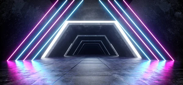 Sci Fi Fluorescente Futurista Moderno Concreto Grunge Neon Retro — Fotografia de Stock