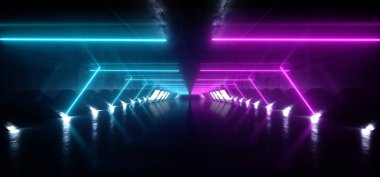 Uzaylı Sci Fi fütüristik Modern Neon sahne parlak mor pembe Bl