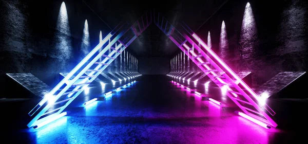 Sci Fi Fluorescent Futuristic Modern Concrete Grunge Neon Retro — Stok Foto