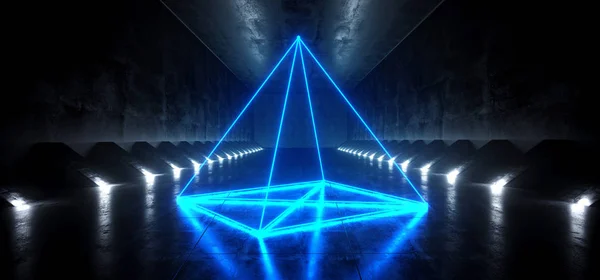 Idegen Sci Fi futurisztikus Modern Neon izzó Hologram piramis Sta — Stock Fotó