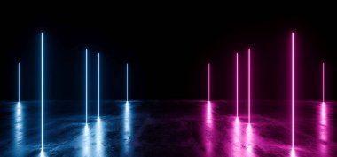 Neon fütüristik arka plan Cyber Retro mor pembe mavi Ultravio