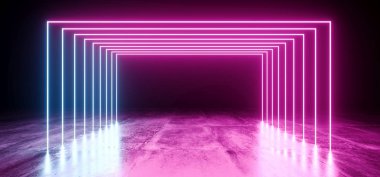 Neon fütüristik arka plan Cyber Retro mor pembe mavi Ultravio