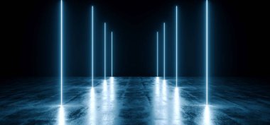 Neon fütüristik arka plan Cyber Retro mavi canlı parlayan Vert