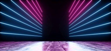 Neon fütüristik arka plan Cyber Retro mor pembe mavi Ultravio