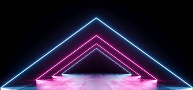 Neon fütüristik arka plan Cyber Retro mor pembe mavi Ultravio