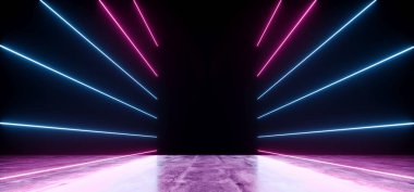 Neon fütüristik arka plan Cyber Retro mor pembe mavi Ultravio