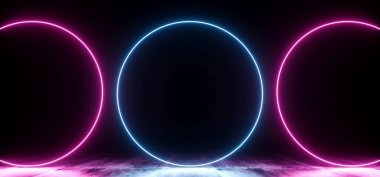 Neon fütüristik arka plan Cyber Retro mor pembe mavi Ultravio