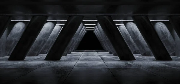 暗い空ガレージ ホール地下セメント グランジ コンクリート柱 — ストック写真