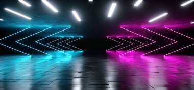 Mavi mor oklar canlı arka plan Grunge Co üzerinde parlak neon